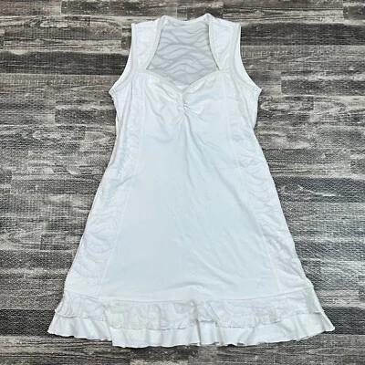Vestido Sofibella Pelota de Tenis encurtido Talla S Blanco Encaje Volantes Dobladillo Cuello Corazón Foto 1 de 4