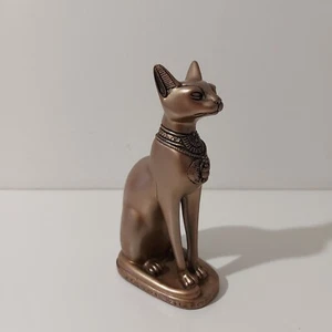 GODDESS BASTET SMALL STATUE, COPPER EFFECT METAL, EGYPT REPLICA - Picture 1 of 8