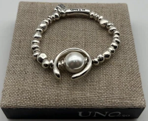 NEW Uno de 50 ANOTHER ROUND Bracelet Sterling Silver Plated Pearl Beaded Medium - Picture 1 of 13