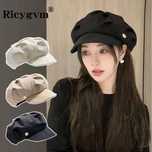 Lady Hat Cap Beret Blend Newsboy Gatsby Flat Oversized Black Fashion Casual Hat - Picture 1 of 27