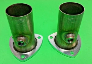 3.00"Header To 2.50" 409 Stainless 3 Bolt Flange Collector Reducers W/02 Bungs - Picture 1 of 4