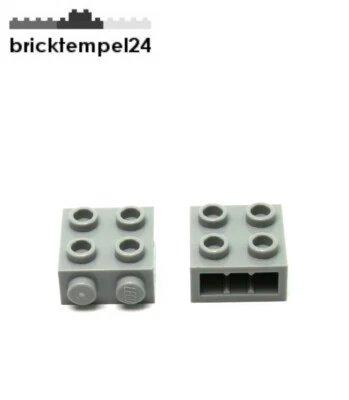 LEGO 22885: 2x Stein 1x2x1 2/3 snot konverter hellgrau (brick, modified) NEU - Bild 1 von 2