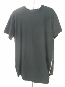 Camiseta negra de gran tamaño larga con cremallera lateral Krisp talla XL unisex para hombre - Imagen 1 de 11