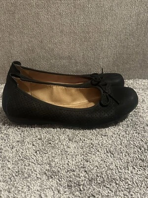 Josef Seibel Women’s Black Leather Perf Ballet Flat Size 38=7 - Image 1 of 4