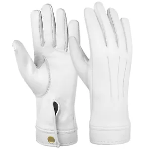 Marching Gloves Band Gauntlet Short cuffs Gloves 100% Leather With Golden Snap - Picture 1 of 52