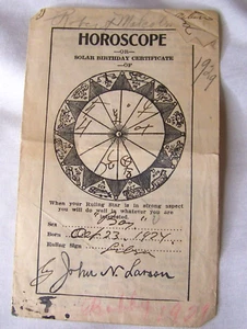 1924 ANTIQUE HOROSCOPE BROCHURE JN LARSON TITUSVILLE PA ADVERTISING - Picture 1 of 3