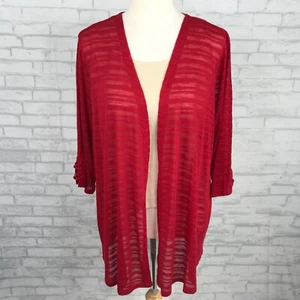 Catherines Cardigan Size 4X Red Lightweight Cover Up Longline 3/4 Sleeve NEW - Picture 1 of 9