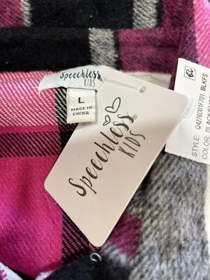 Speechless Kids Rhinestones Country Western Look Flannel Pink Black Size Large - Image 1 of 4