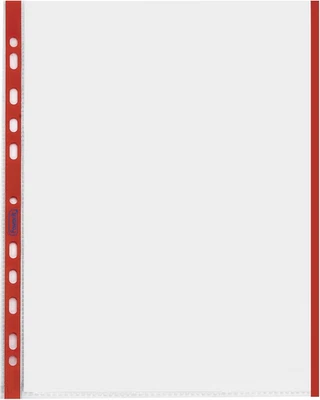 100460030 - Buste Trasparenti, Foratura Universale, 21 X 29.7 Cm, Rosso - Immagine 1 di 4