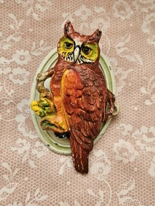 HUBLEY Antique 1920s Cast Iron Painted Owl Bird Home Cabin Door Bell Knocker USA - Picture 1 of 6