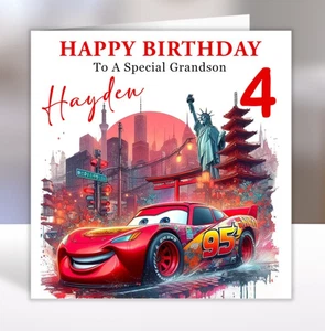 DISNEY CARS Personalised Birthday Card - Lightning McQueen Birthday Card - Picture 1 of 4