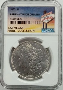 Dólar Morgan 1888 $1 NGC brillante colección de bóveda de Las Vegas sin circular - Imagen 1 de 1