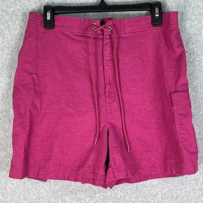 Pantalones Cortos Ciervo Blanco Para Mujer 14 Rosa Fucsia Mezcla de Lino Carga Cordón Cremallera Foto 1 de 4