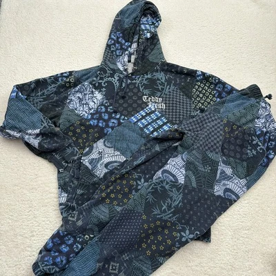 Conjunto de pantalones deportivos con capucha Teddy Fresh Patchwork L azul verde estampado unisex Foto 1 de 4