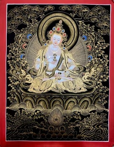 Rare hand painted Tibetan Vajrassatva buddha mandala Thangka painting Om yoga 21 - Picture 1 of 5