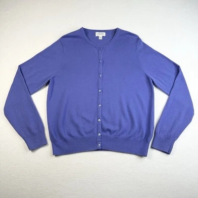 Cárdigan Foxcroft Preppy Suéter Cachemira Mezcla Algodón Talla Grande Azul Foto 1 de 4