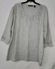 Womens Lightweight Sweater 2X Speculation Gray With Silver Sparkle Paisley