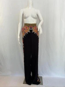 ETRO Black Viscose Crepe Floral Rear Elastic Insert w/zip Pant Sz 44 US 10/12 - Picture 1 of 13