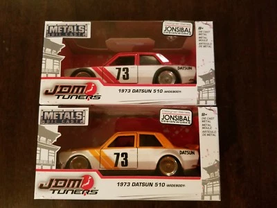 Jada Toys Metals JDM Tuners 1973 Datsun 510 -Widebody- Red & Orange (Lot of 2) - Image 1 of 4