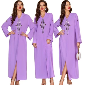 Women Muslim Abaya Dress Dubai Kaftan Long Gown Party Ramadan Hooded Caftan Robe - Picture 1 of 22