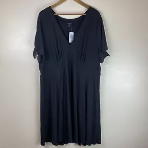 Torrid 4x Skater Dress Black Jersey Knit V Neck Short Sleeve Knee Length NWT - Picture 1 of 7