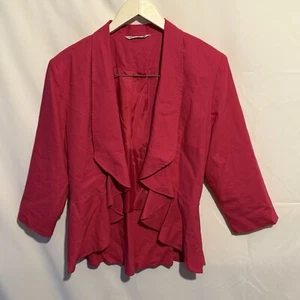 Viz A Viz Women’s Pink Linen Blend Open Front Blazer Size 12 - Picture 1 of 4