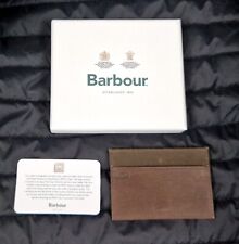 BARBOUR EST. 1894 RFID Chips Canvas Leather Card Holder Dark Brown One Size
