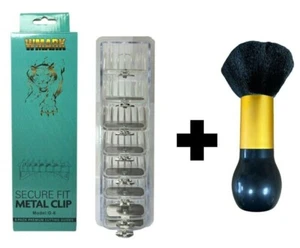 WMARK G-8 PREMIUM METAL CLEAR GUARDS FOR WAHL CLIPPERS + GOLD NECK BRUSH