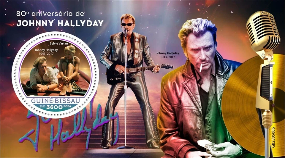 Estampillas Johnny Hallyday 80 Aniversario Estrella de la Música MNH 2023 Guinea-Bissau S/S Foto 1 de 1