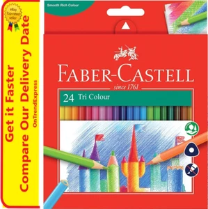 NEW Faber-Castell Vibrant Tri Colour Pencils, Assorted Pack of 24 BRAND NEW - Picture 1 of 6
