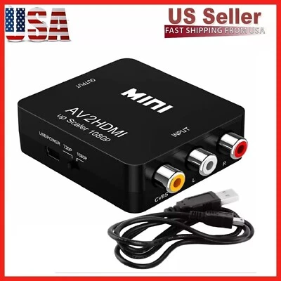 RCA to HDMI Converter Adapter AV 1080P For TV Audio Video Composite CVBS AV2HDMI - Image 1 of 4