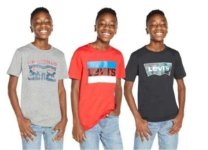 Levi's Youth Boys 3-Pack Crew Neck Short Sleeve T-Shirts Red/Gray/Black - Picture 1 of 4