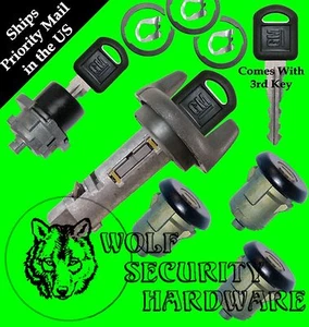 Astro Safari 96-97 OEM Ignition Door Rear Key Lock Cylinder Set Black 3 GM Keys - Picture 1 of 2