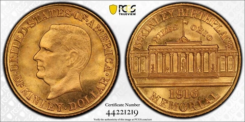 1916 PCGS & CAC MS66 McKinley Gold Dollar Cover
