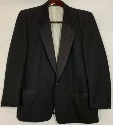 Mens Pierre Cardin Size 36R Black Striped Tuxedo Jacket Satin Lapels 1 Button - Image 1 of 4