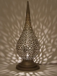 MOROCCAN TRADITIONAL FLAME Nickel Table Lamp - Large - Picture 1 of 4