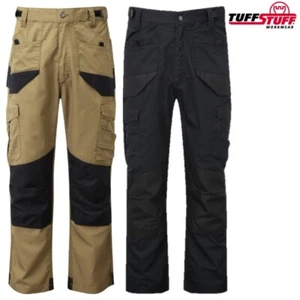 TUFFSTUFF ELITE WORK TROUSERS KNEE PADS WORKWEAR MENS 28-44" HARDWEARING RIPSTOP - Picture 1 of 4
