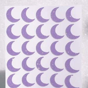 Glitter Moon Stickers! - Choose a Size & Color! - Multicolor Glitter - Picture 1 of 4