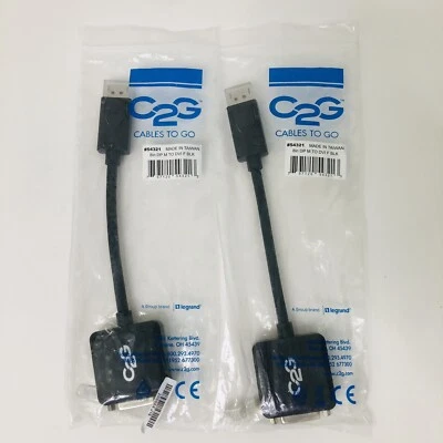 C2G 8in DisplayPort Male to Single Link DVI-D Female Black Adapter Converter - Image 1 of 4