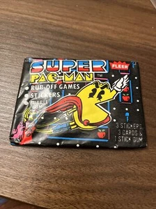 1982 FLEER SUPER PAC-MAN Wax Pack Sealed Unopened Stickers Rub-Off Cards - Picture 1 of 2