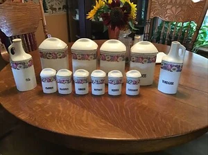 Vintage Ditmar Slovakia Czech 12 pc canister spices oil vinegar set floral - Picture 1 of 12