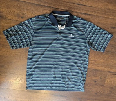 Pebble Beach Performance Golf Polo Blue Striped Men's XXL (27" pit-pit) - Image 1 of 4