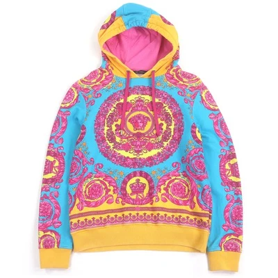 Excellent VERSACE hoodie Medusa Baroque Print Pullover Hoodie Yellow multicolor - Image 1 of 4