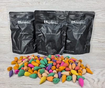 Inscents Waterfall Backflow Incense Cones 100% Natural Scents 3 Packs of 100 300 - Image 1 of 4