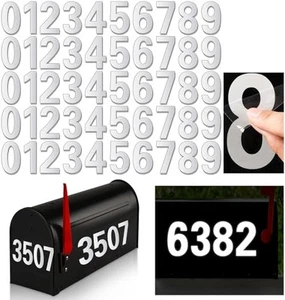 White Mailbox Numbers Reflective - 5 Sets Mailbox Numbers Sticker For - Picture 1 of 9