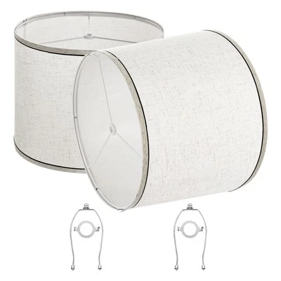 VEVOR Lamp Shade 2 Set with Harp 11x13x10 inches (Light Linen with Black Edge) - Image 1 of 4