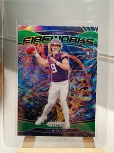2024 Panini Prizm - Fireworks J.J. McCarthy #18 Green Wave Prizm (RC) - Bild 1 von 2