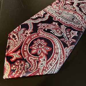 TASSO ELBA Herren Krawatte blau rot weiß Paisley klassisch Seidenkrawatte 59 x 3 1/8 - Bild 1 von 8