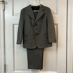 Mark Jason Boy's Gray Stripe Pants Suit 2-Piece 3-Button Size 6 - Picture 1 of 9