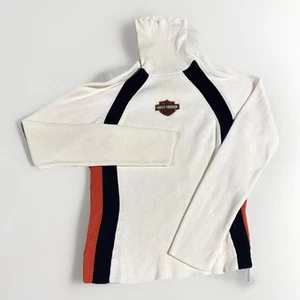 Vintage Harley Davidson Logo Turtleneck Women's Sweater Ribbed Size Medium - Picture 1 of 6